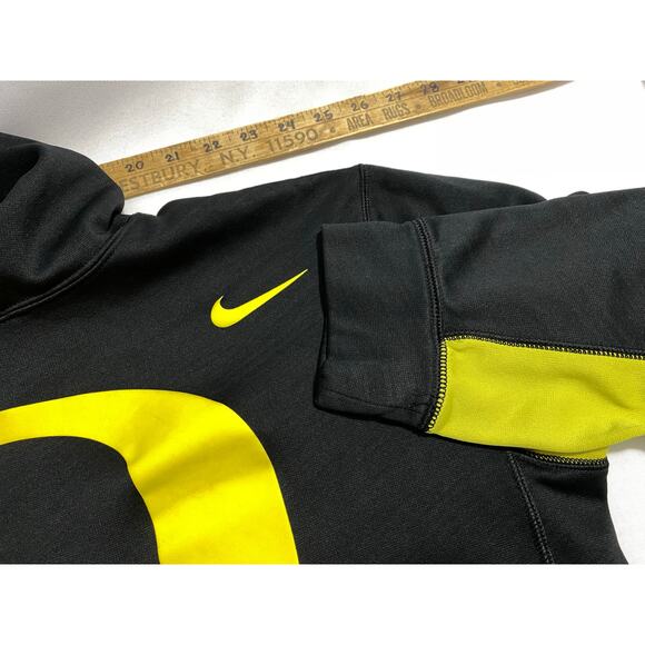 Nike Therma-Fit Oregon Ducks Logo Hoodie Sweatshirt Black Yellow Neon Large - Picture 12 of 12